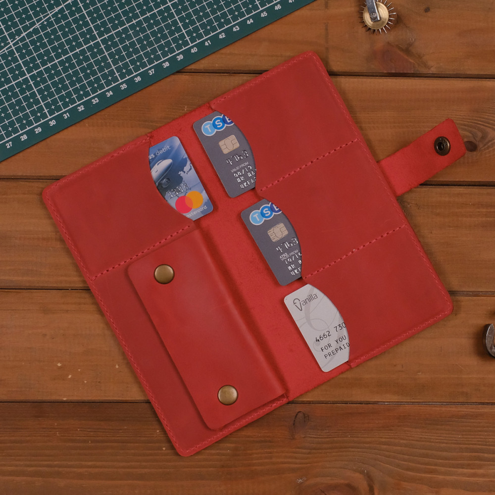 czerwony portfel i etui skorzany na smartphone vintage belveder g1109